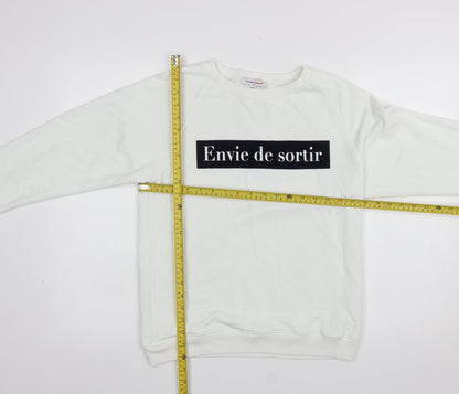 Womens UK Size M/L La Petite Française White Pullover Sweatshirt