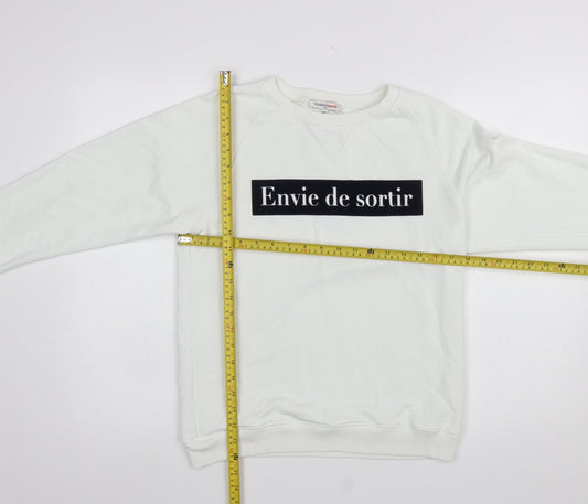 Womens UK Size M/L La Petite Française White Pullover Sweatshirt