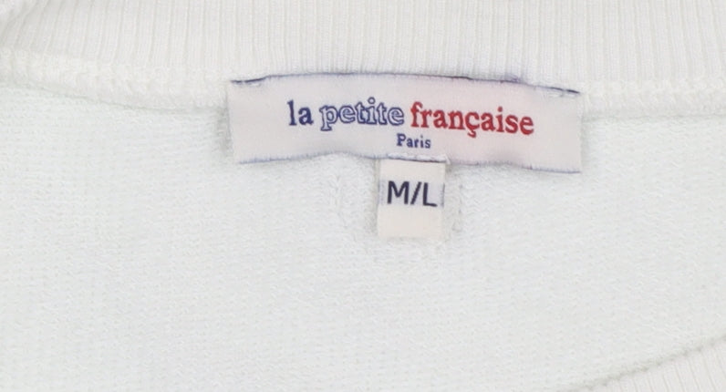 Womens UK Size M/L La Petite Française White Pullover Sweatshirt