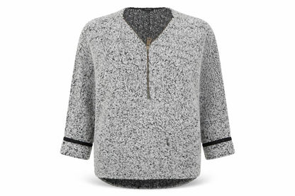 Stella Morgan Women's Silver Zip Tunic Blouse Size 10 Relaxed Fit