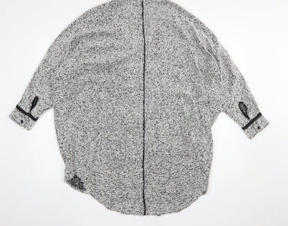 Stella Morgan Women's Silver Zip Tunic Blouse Size 10 Relaxed Fit