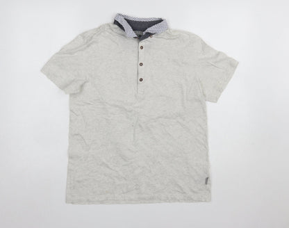 Ted Baker Men’s Beige Cotton Polo Shirt Size L Button Collar