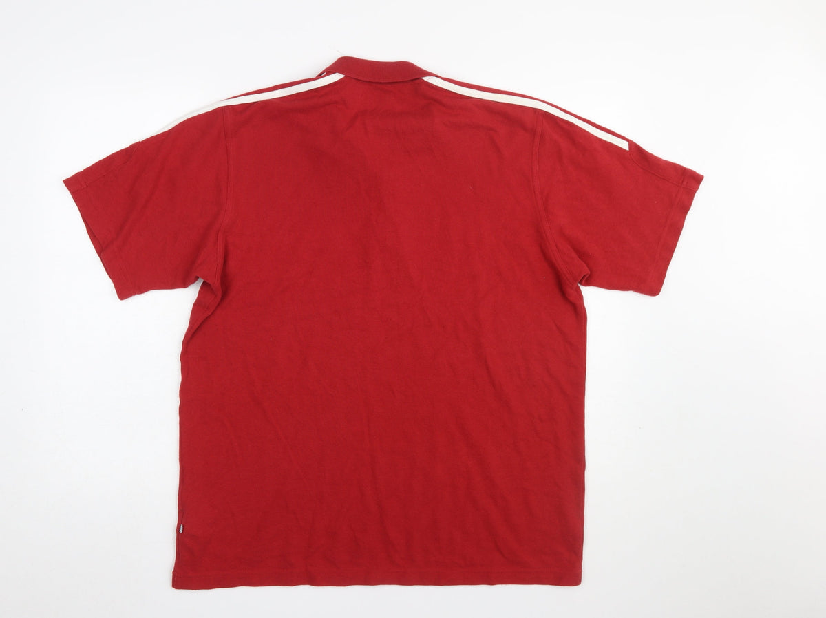 Close-up detail of Adidas Men’s Red XL Polo Shirt London Marathon 2008 Sports Top