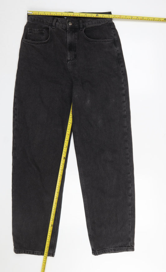 Bershka Men's Black Straight Fit High Rise Jeans 28W Regular Denim