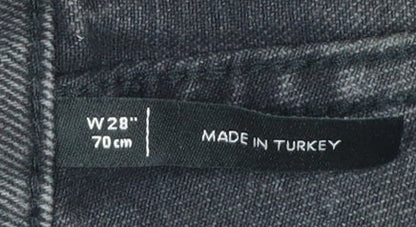 Bershka Men's Black Straight Fit High Rise Jeans 28W Regular Denim