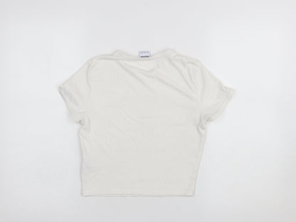 Girls UK Size L Bershka Ivory Cropped T-Shirt