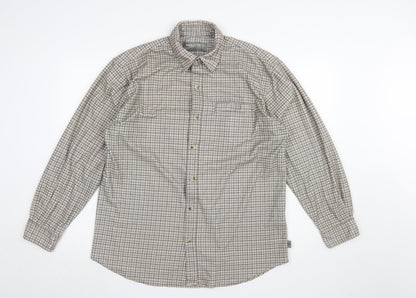 Regatta Men's Beige Check Long Sleeve Button-Up Shirt Size L