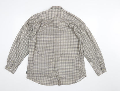 Regatta Men's Beige Check Long Sleeve Button-Up Shirt Size L