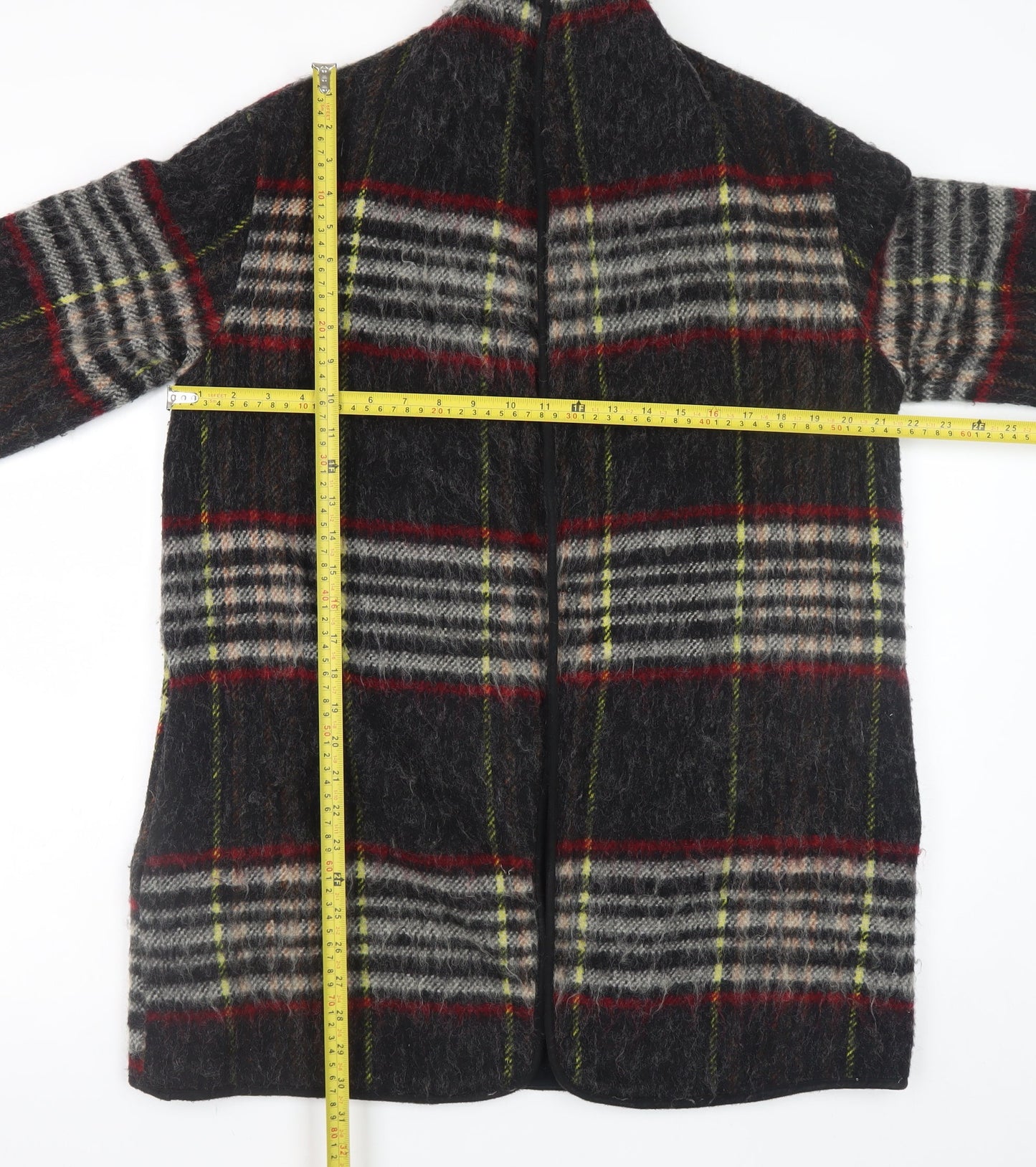 Topshop Women’s Multicoloured Wool Blend Plaid Mid-Length Coat UK 6