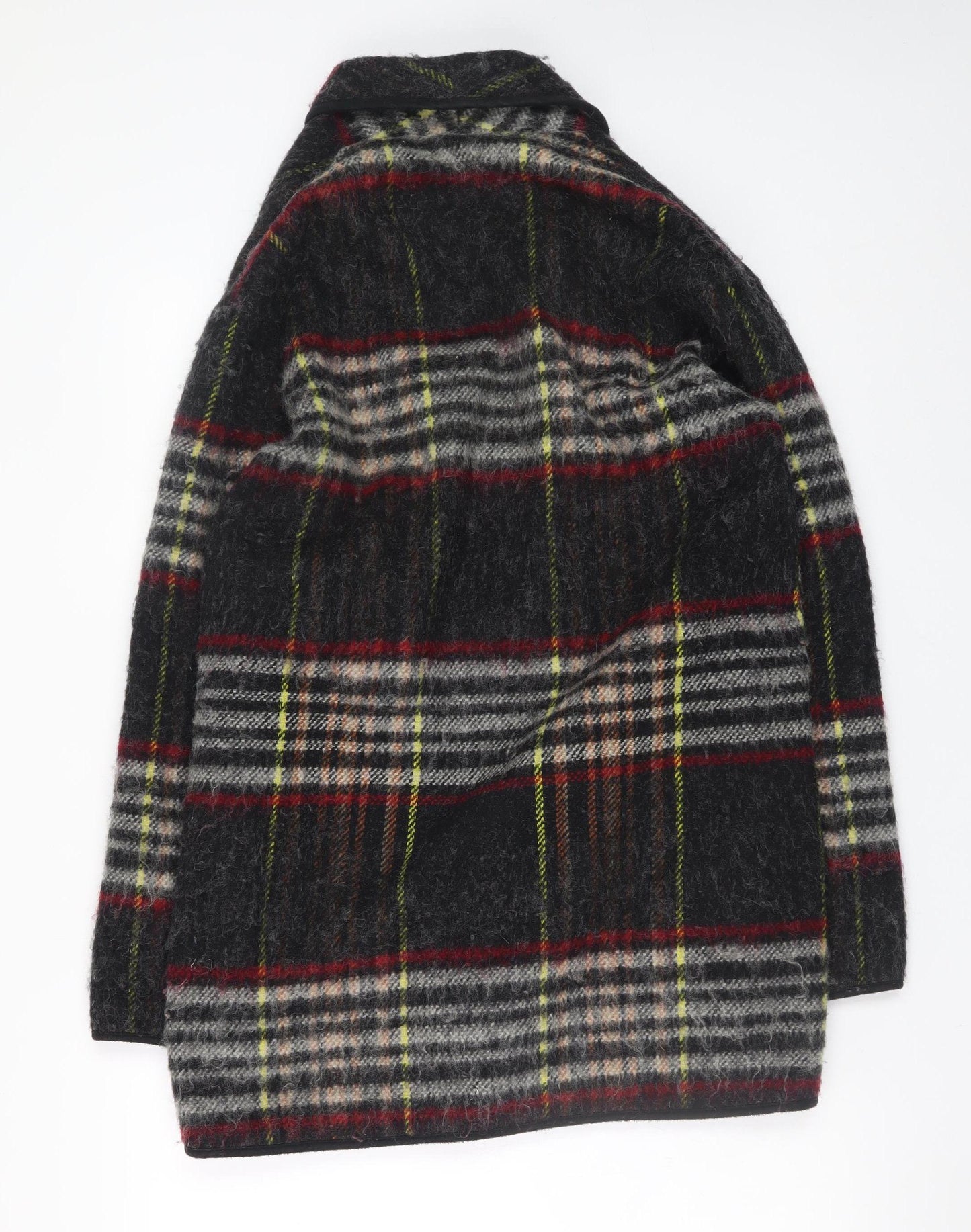 Topshop Women’s Multicoloured Wool Blend Plaid Mid-Length Coat UK 6