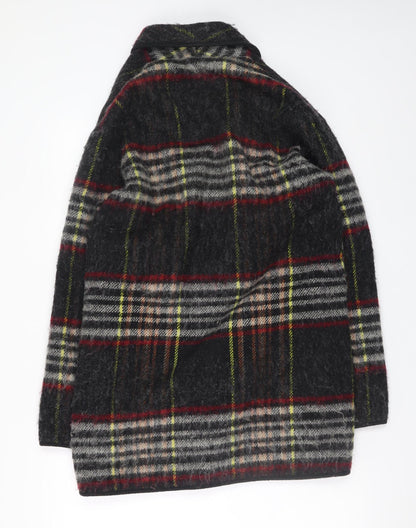 Topshop Women’s Multicoloured Wool Blend Plaid Mid-Length Coat UK 6