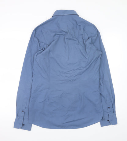 Next Men’s Blue Slim Fit Long Sleeve Button-Up Shirt 15.5in