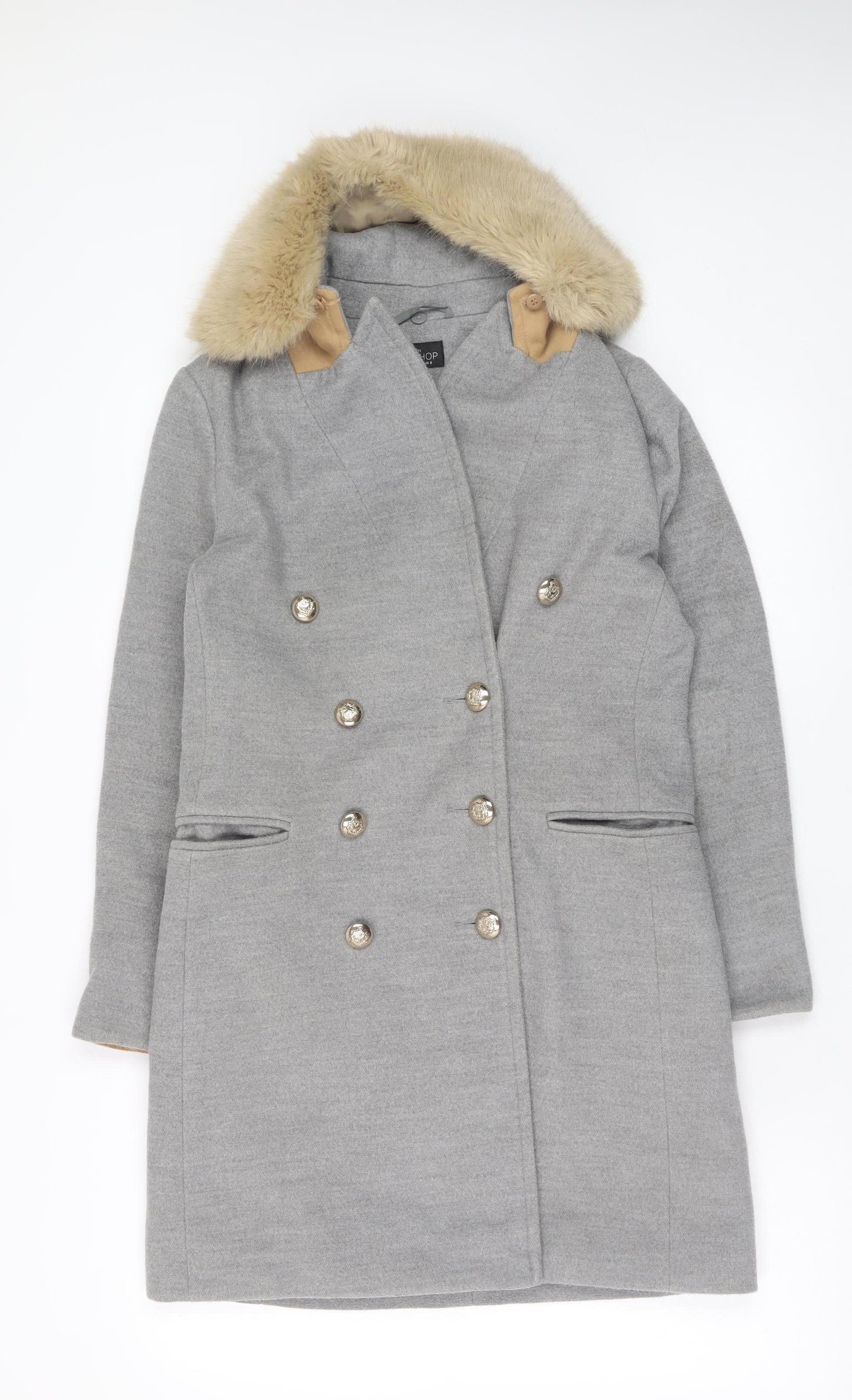 Womens UK Size 8 Topshop Grey Overcoat