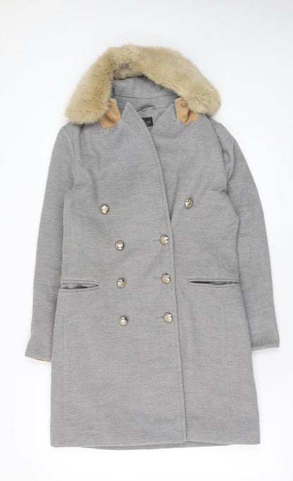 Womens UK Size 8 Topshop Grey Overcoat