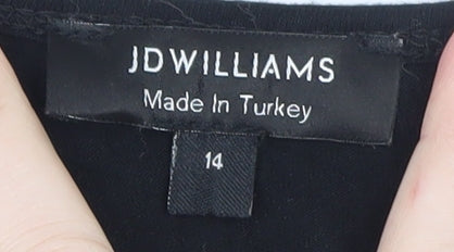 Womens UK Size 14 JD Williams Black Tunic Blouse