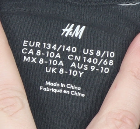Boys UK Size 8-10 Years H&M Black Basic T-Shirt
