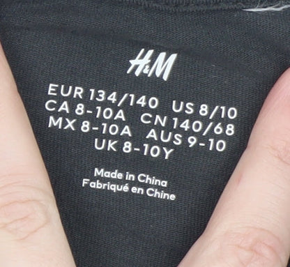 Boys UK Size 8-10 Years H&M Black Basic T-Shirt