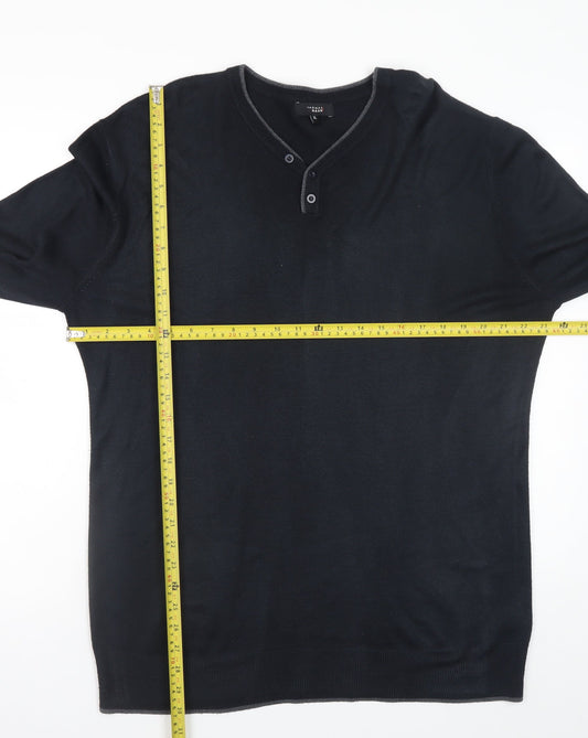 Mens UK Size XL Thomas Nash Black Henley Jumper