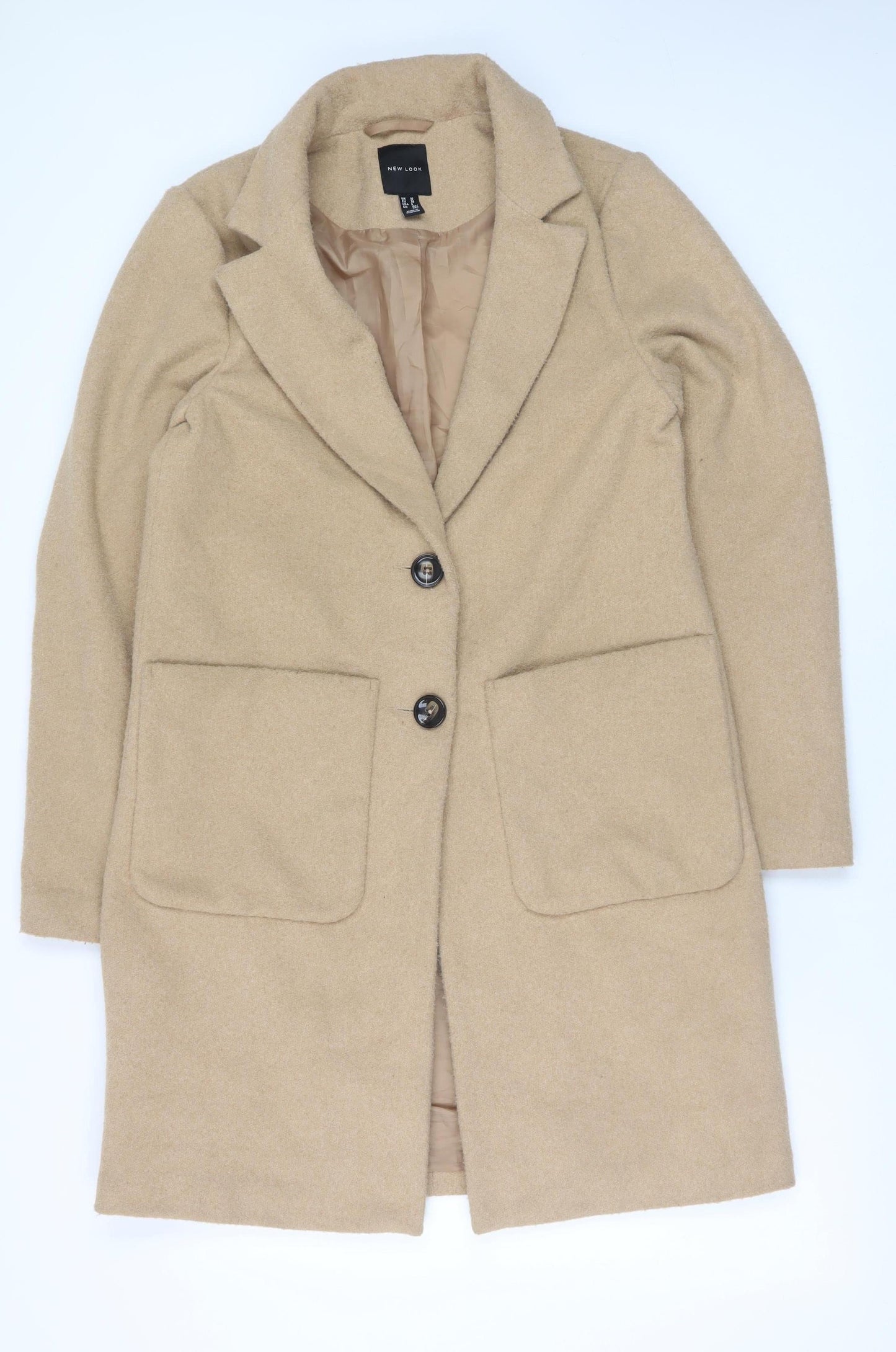 Womens UK Size 10 New Look Beige Overcoat