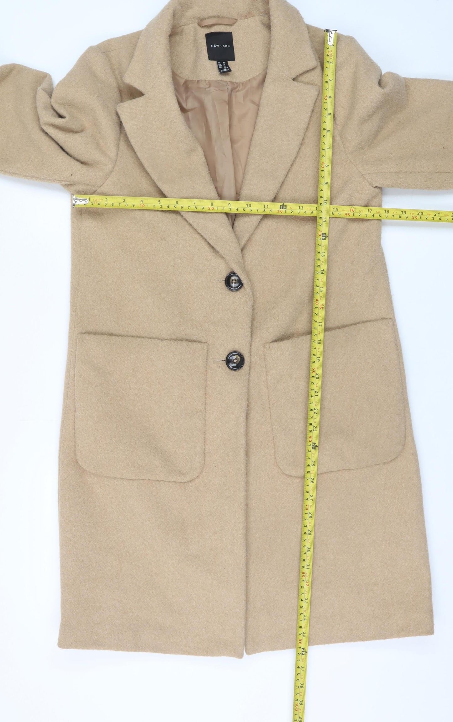 Womens UK Size 10 New Look Beige Overcoat