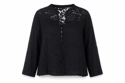 Body Flirt Women's Black Lace Tunic Blouse Size L