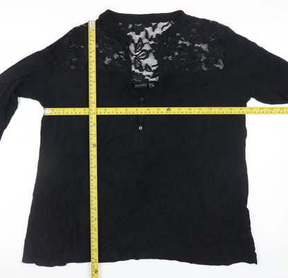 BODY FLIRT Women's Black Lace Tunic Blouse Size L