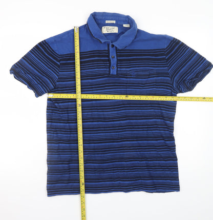 Penguin by Munsingwear Men’s Blue Striped Cotton Polo Shirt Size L