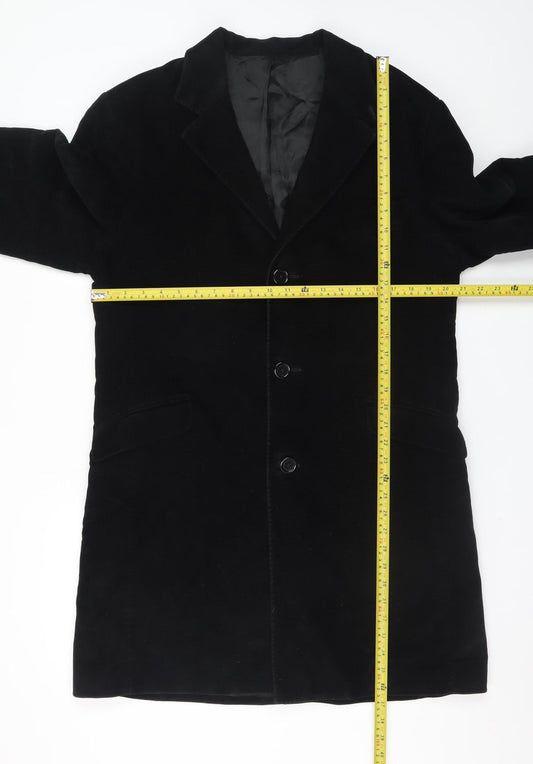 Nigel Hall Men's Black Cotton Cashmere Long Overcoat XL