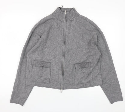 Womens UK Size M Marks and Spencer Grey Full Zip Jumper