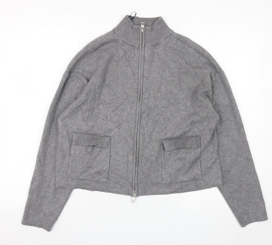 Womens UK Size M Marks and Spencer Grey Full Zip Jumper