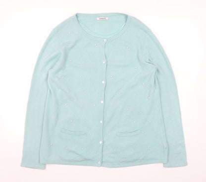 Womens UK Size 14/16 Damart Blue Cardigan Jumper