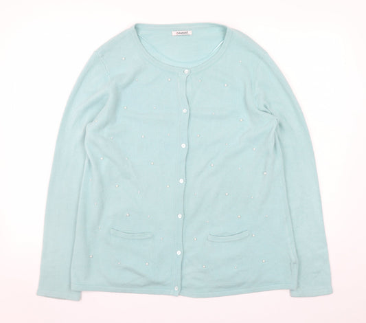 Womens UK Size 14/16 Damart Blue Cardigan Jumper