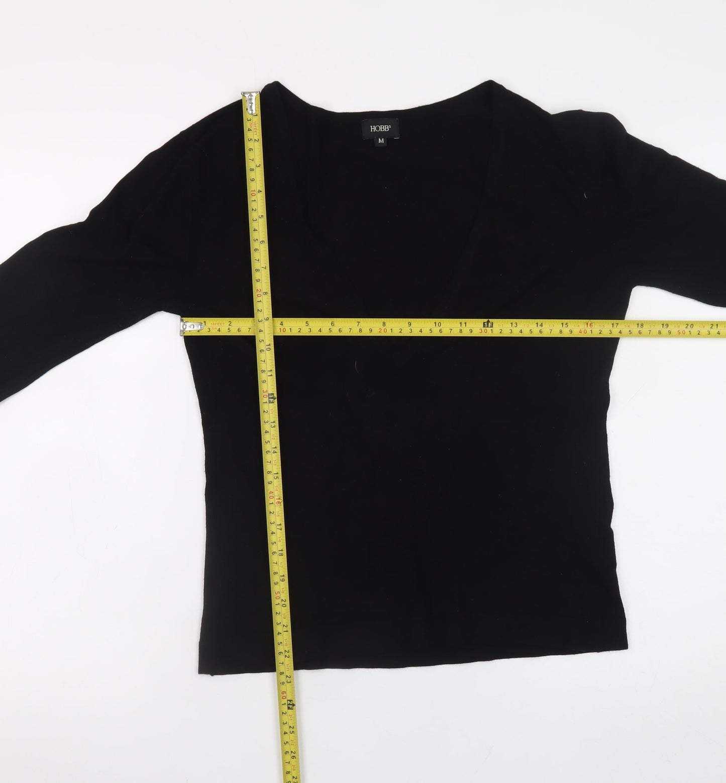 Hobbs Women's Black V-Neck Long Sleeve Jersey Top M