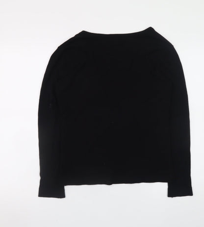 Hobbs Women's Black V-Neck Long Sleeve Jersey Top M
