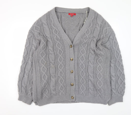Womens UK Size 16 GUESS Grey Cardigan Jumper