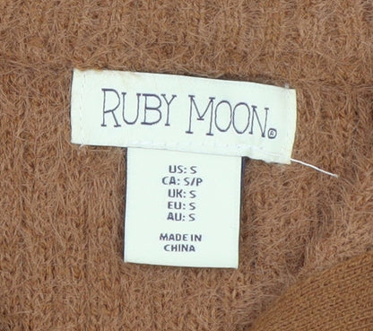 Womens UK Size S Ruby Moon Brown Half Zip Jumper