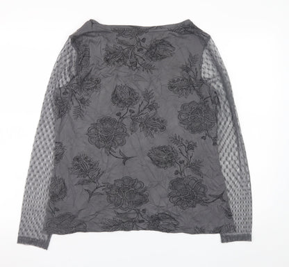 Marks and Spencer Women’s Grey Floral Long Sleeve Stretch Top UK 16