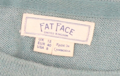 Womens UK Size 12 Fat Face Green Pullover Jumper