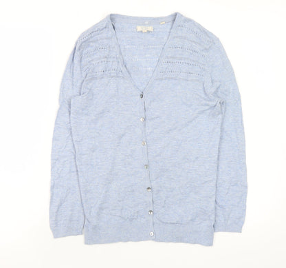 Womens UK Size 6 Fat Face Blue Cardigan Jumper