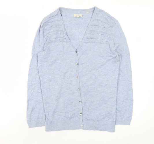 Womens UK Size 6 Fat Face Blue Cardigan Jumper