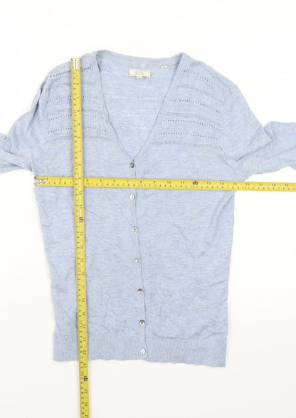 Womens UK Size 6 Fat Face Blue Cardigan Jumper