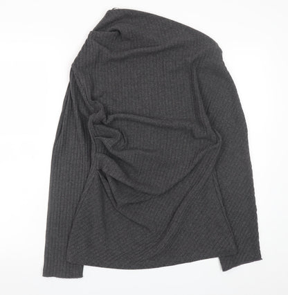 Zara Women Grey Knit Asymmetric Bodycon Dress Size L