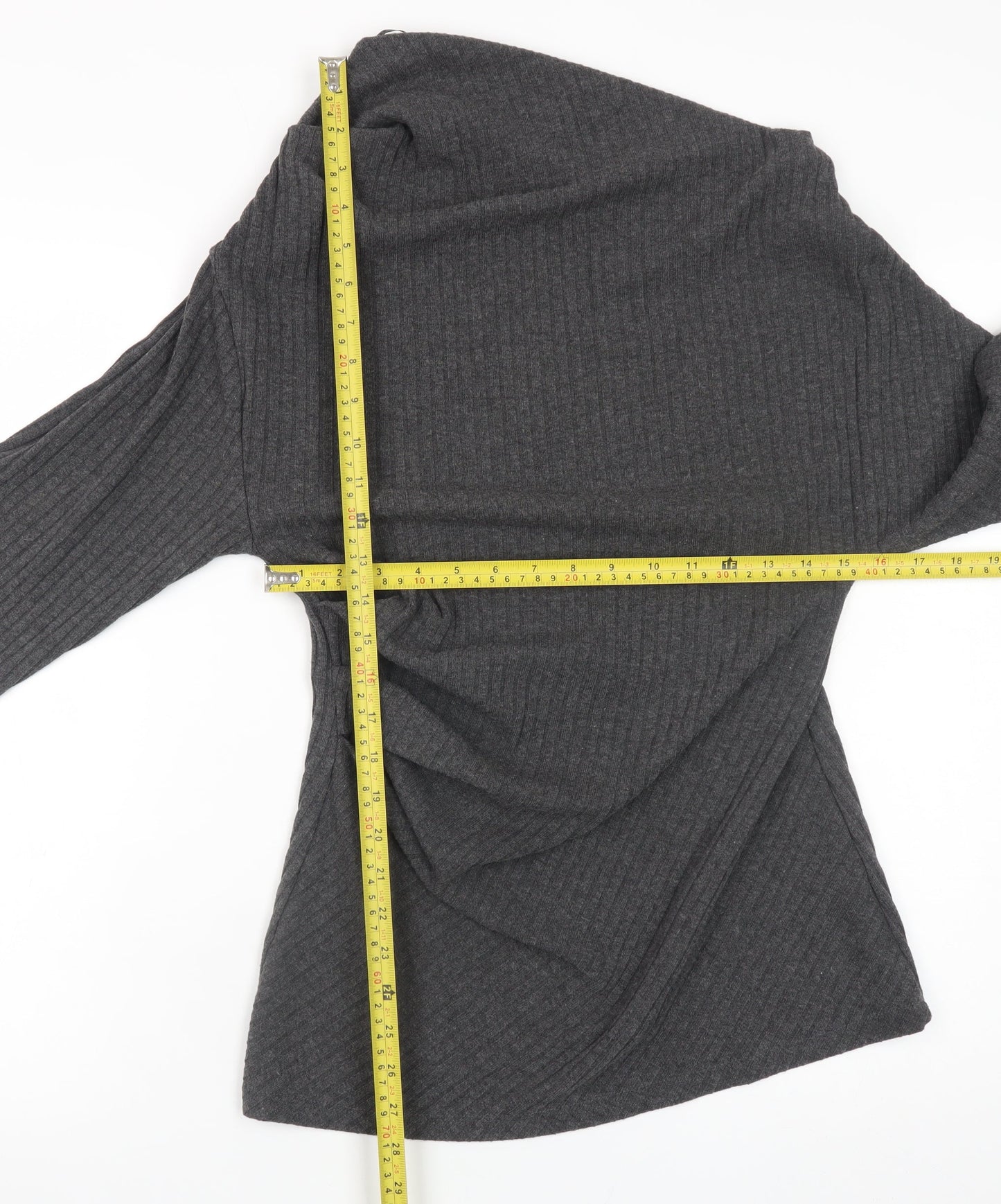 Zara Women Grey Knit Asymmetric Bodycon Dress Size L