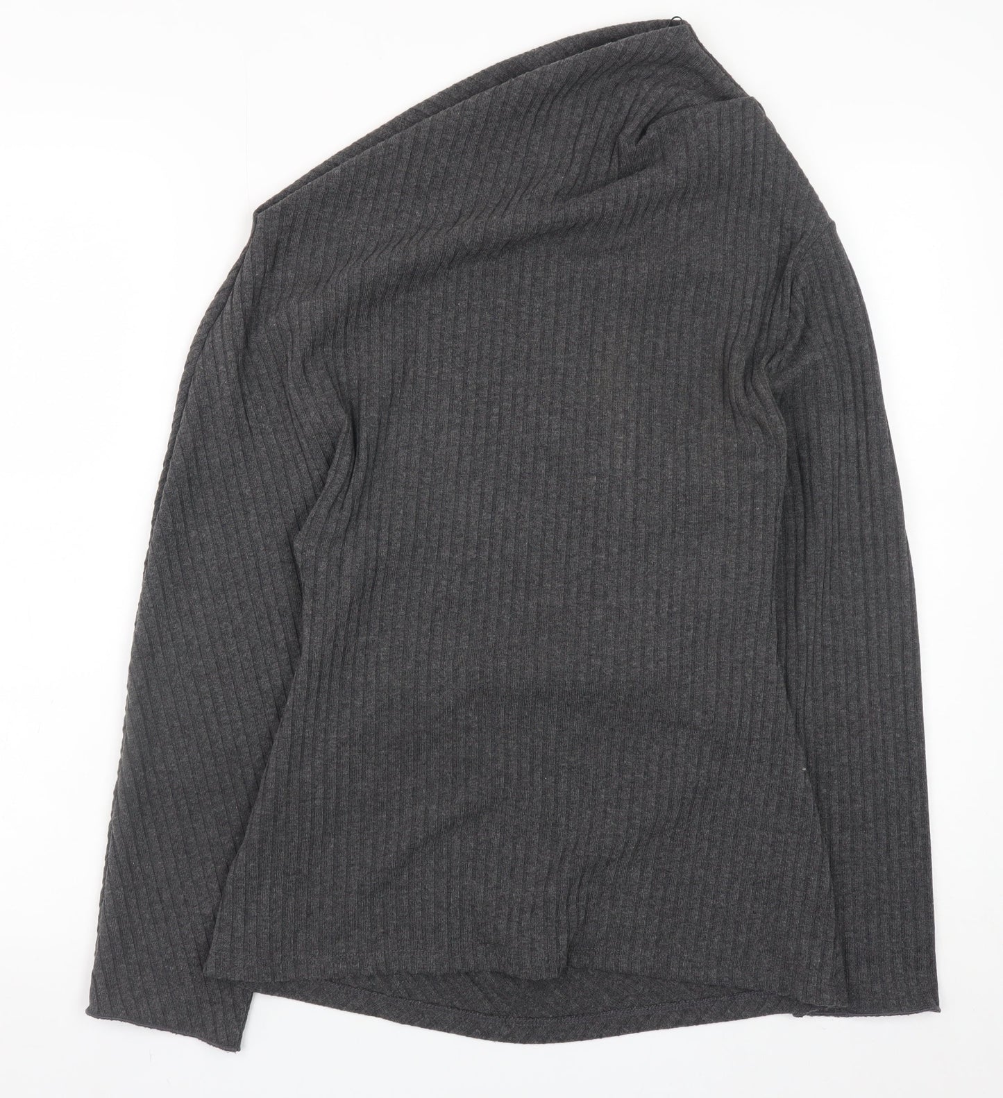 Zara Women Grey Knit Asymmetric Bodycon Dress Size L