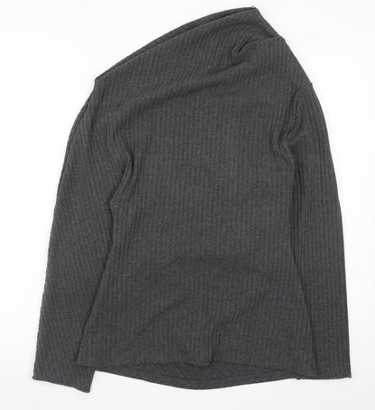 Zara Women Grey Knit Asymmetric Bodycon Dress Size L