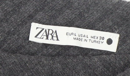 Zara Women Grey Knit Asymmetric Bodycon Dress Size L