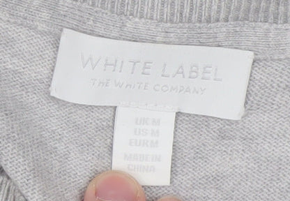 The White Company Womens Grey Medium Crew Neck Button Knit Jumper