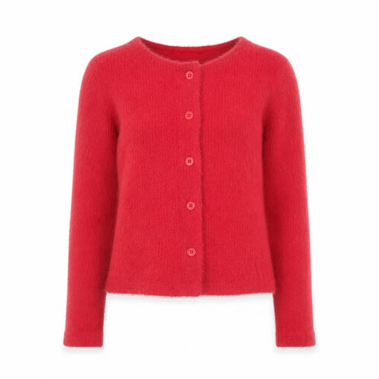 Front view of ASOS DESIGN Women Red Knit Button Cardigan M Regular Fit