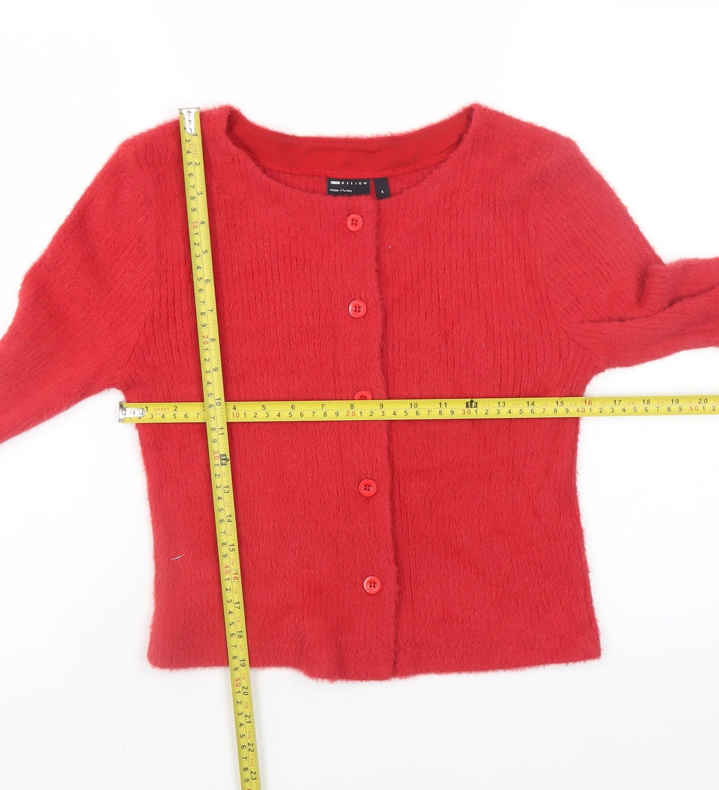 Womens UK Size M ASOS DESIGN Red Cardigan Jumper