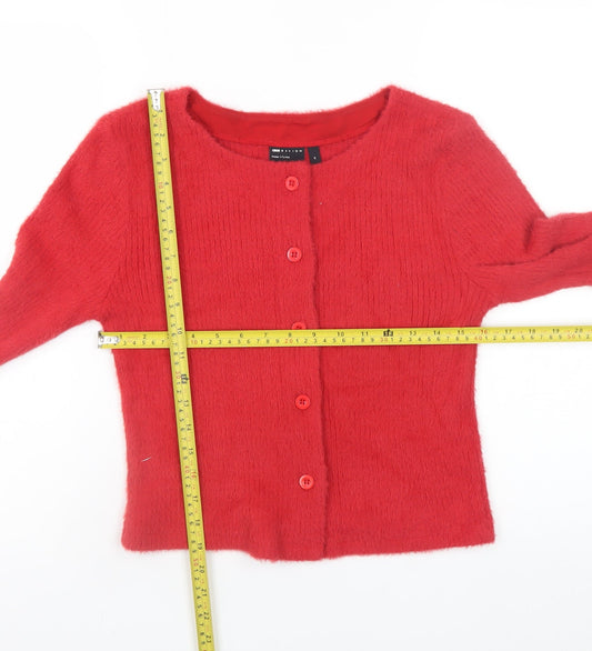 Womens UK Size M ASOS DESIGN Red Cardigan Jumper